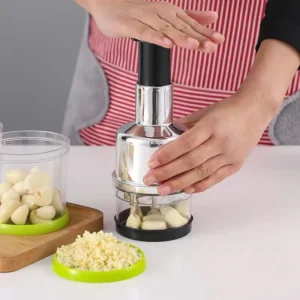 Manual Onion Chopper – Stainless Steel Garlic Presser 1