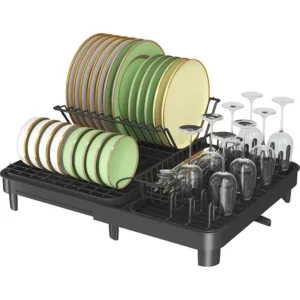 Effortless Kitchen Organization – Kitchen Dish Drying Rack with Utensils Holder and Drain Board! 1